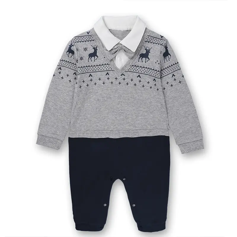 Classic Collar Baby Jumpsuit with Bow Tie - Image 3