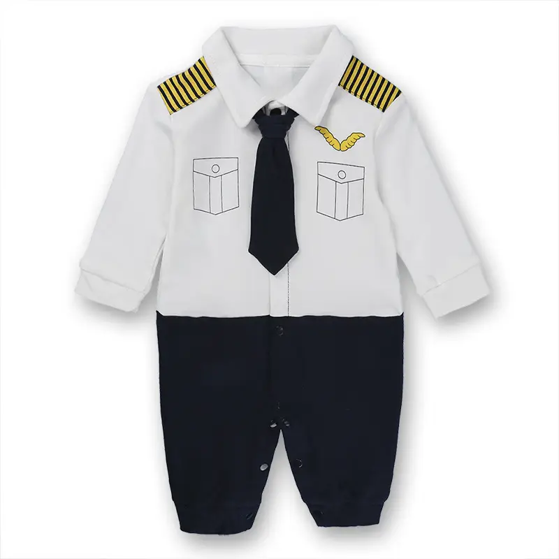 Classic Collar Baby Jumpsuit with Bow Tie - Image 4