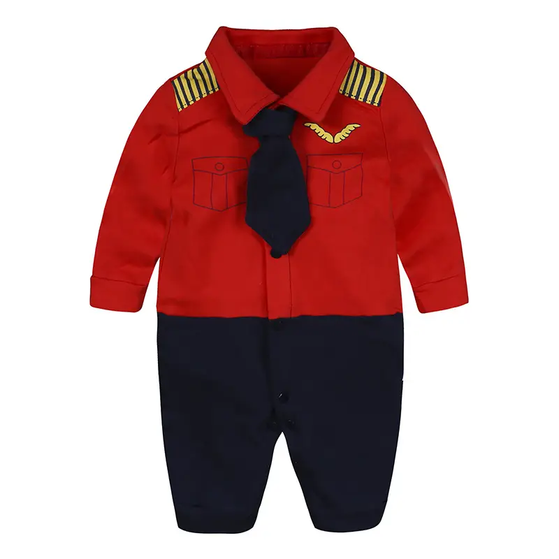 Classic Collar Baby Jumpsuit with Bow Tie - Image 5