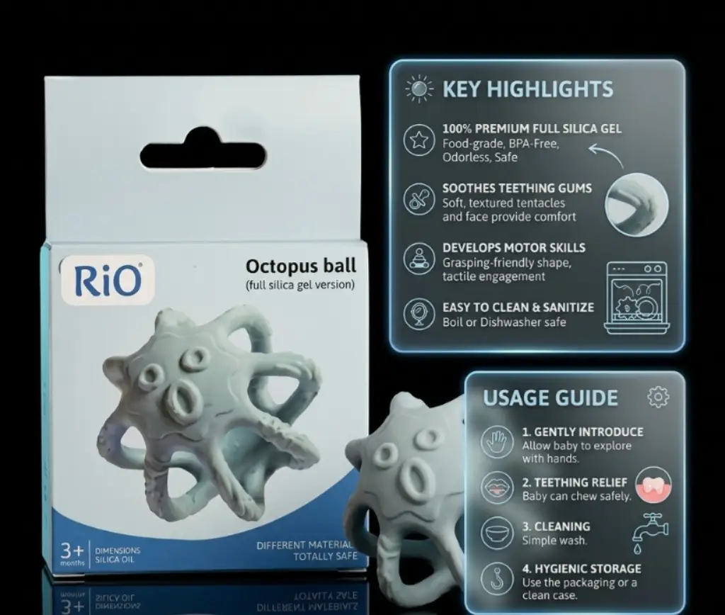 Silicone Octopus Teether Ball - Image 4