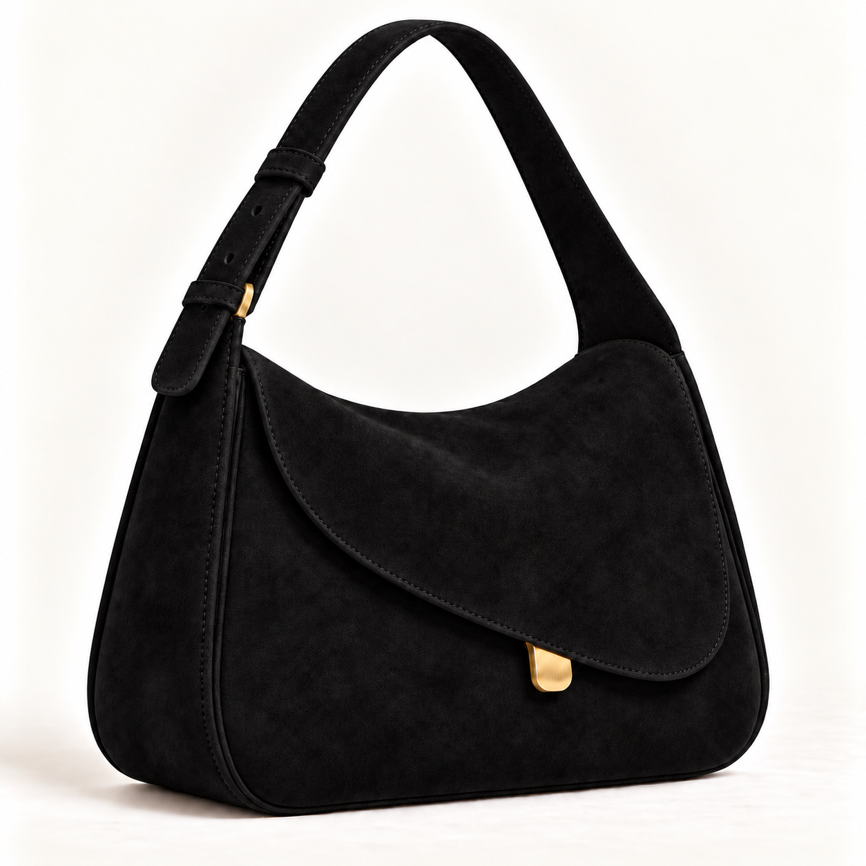 Aria Curve Shoulder Bag – Suede - Image 3