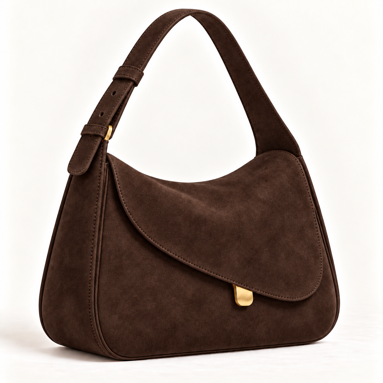 Aria Curve Shoulder Bag – Suede - Image 2