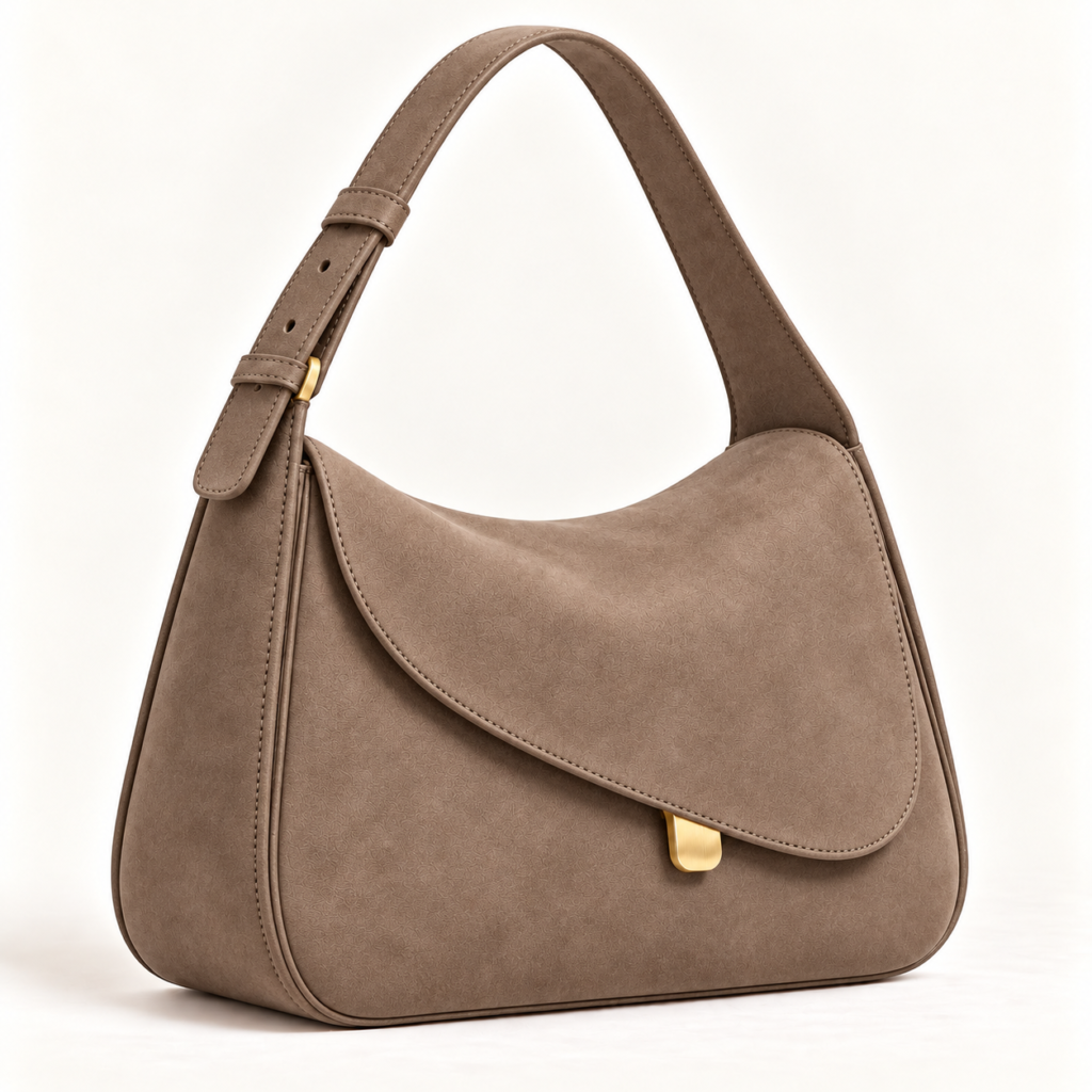 Aria Curve Shoulder Bag – Suede